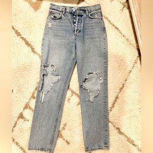 Agolde distressed leg jeans, worn once to try on. They’re too small for me.